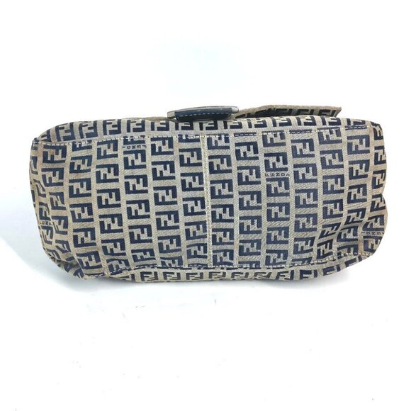FENDI shoulder bag Mamma Baguette Zucchino Shoulder Bag Canvas/Leather Navy - Picture 7 of 14